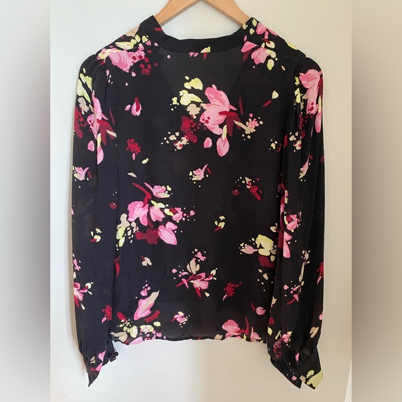 A.L.C. Rivera Silk Black Long Sleeve Floral Blouse Size 2 or Small - Picture 4 of 12